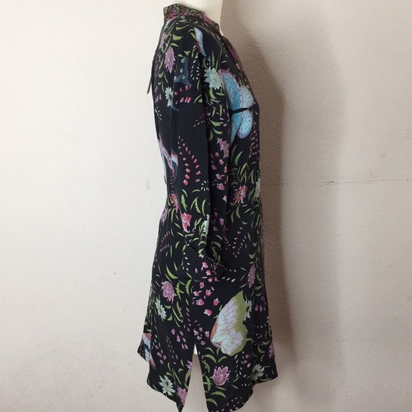 New Citron Silk Button Down Tunic/ Kimono M - Picture 3 of 5